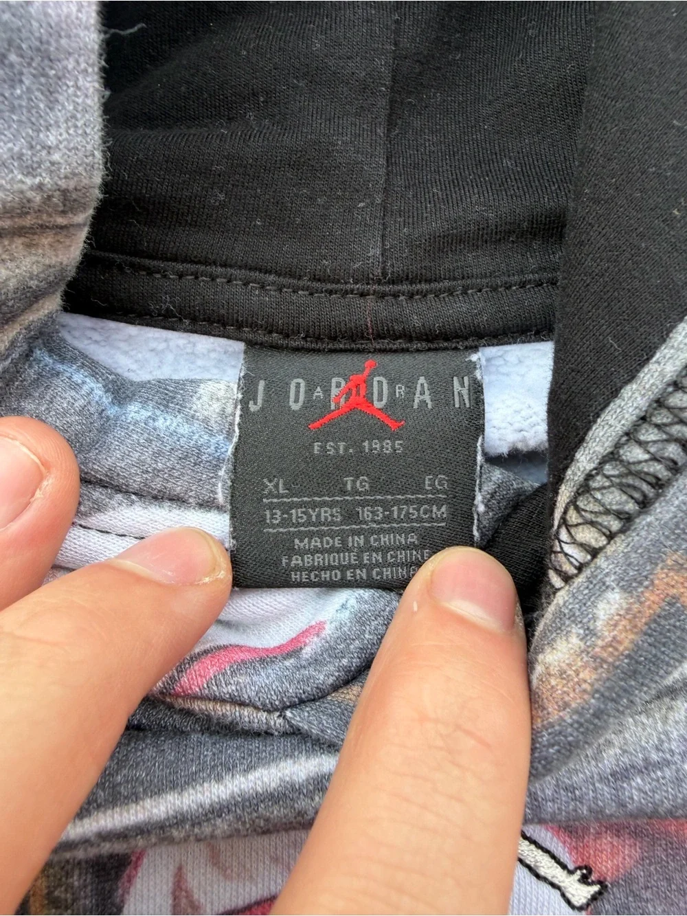 Kids Michael Jordan Retro Photo-Print Hoodie Sweater - Black/Grey